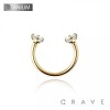 INTERNALLY THREADED CZ PRONG SET HORSESHOE ASTM F-136 IMPLANT GRADE TITANIUM